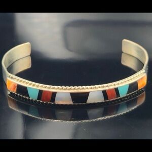 Navajo Designed Inlaid Stone Bracelet